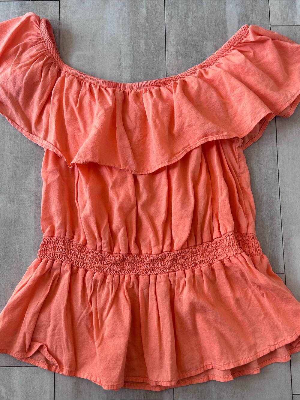 Old Navy Coral Off-Shoulder Ruffle Peplum Top